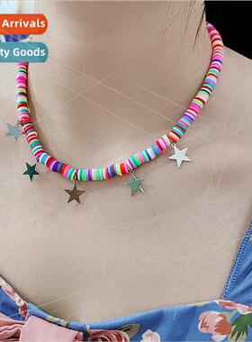 Fashion Europe ethnic bohemian colorful soft ceramic pentagr