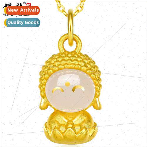 999 gold jade female gold lotus double-sided small buddhist