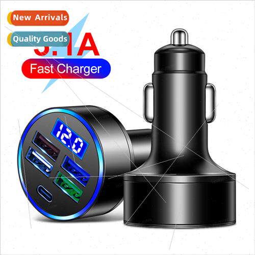 4USB wh Type-c digal display car charger wh voltage detectio