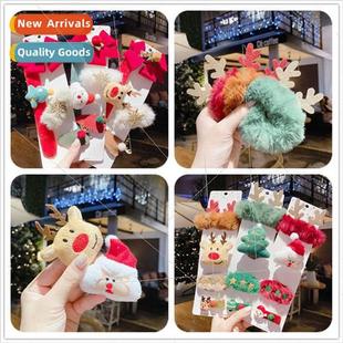 Santa Christmas Snap Hat Claus Set Clip Hair Cute Children