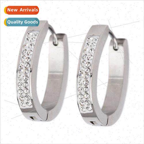 304 Tanium Steel mple ngle Row Colorful Diamonds Women Earri