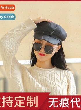 Women cap Maoge beret Japanese retro plaid octagonal cap Bri