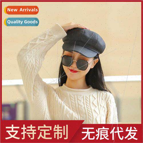 Women cap Maoge beret Japanese retro plaid octagonal cap Bri