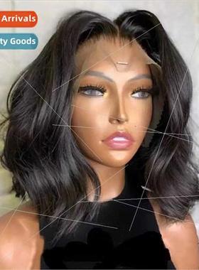 wigs front lace center parted short curly hair Europe fashio