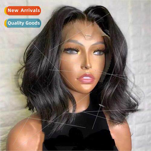 wigs front lace center parted short curly hair Europe fashio