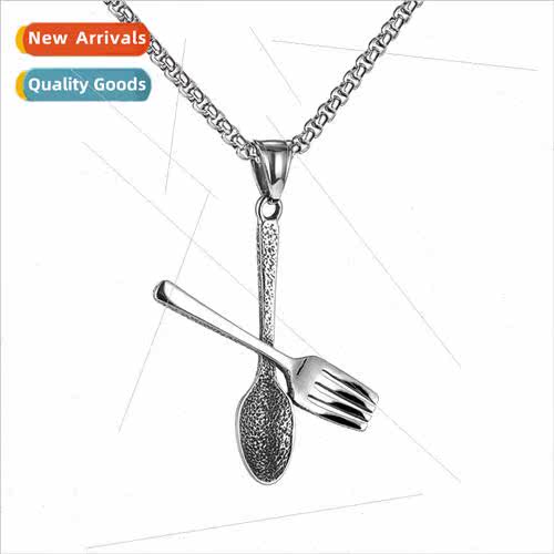 Creative Tanium Jewelry Spoon Fork Pendant Necklace