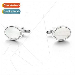 Men French Shirt Cuff Business Dress Cufflinks Oval Shell Cu