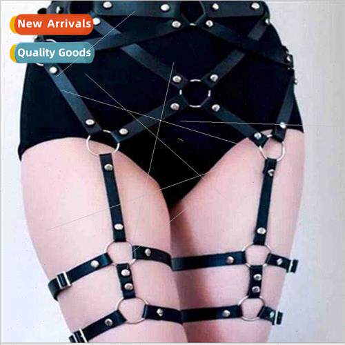 Europe bondage leather thigh ring sexy circle rivets sling e