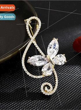 Korea Elegant Delicate Zirconia Classic Rhythmic Notes Butte