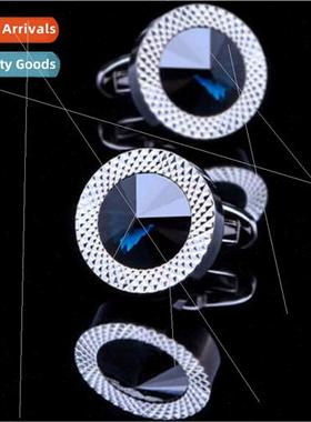 Austrian Rhinestone Cufflinks Men Ink Blue Rhinestone Cuffli