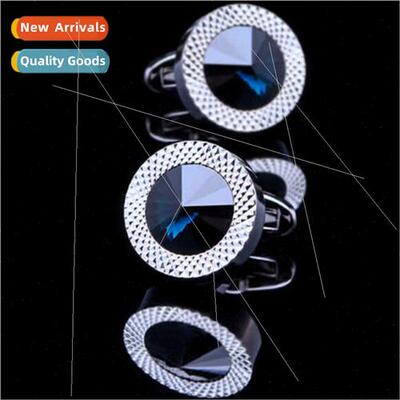Austrian Rhinestone Cufflinks Men Ink Blue Rhinestone Cuffli