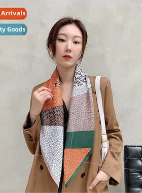 2021 spring silk scarf French retro female simple versatile