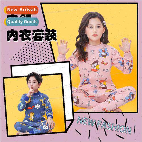 Middle collar children thermal underwear set boys girls padd