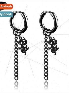 No ear piercing earrings Tanium steel dragon paragraph earri