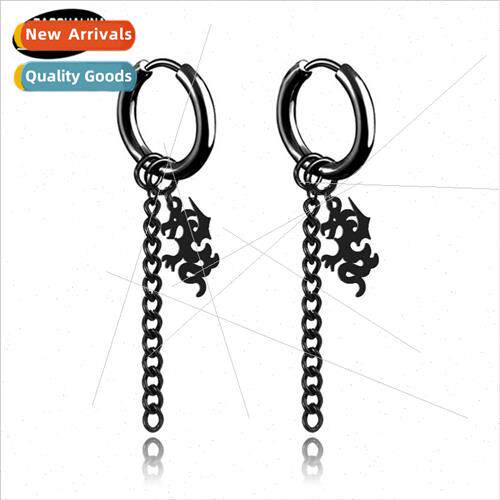 No ear piercing earrings Tanium steel dragon paragraph earri