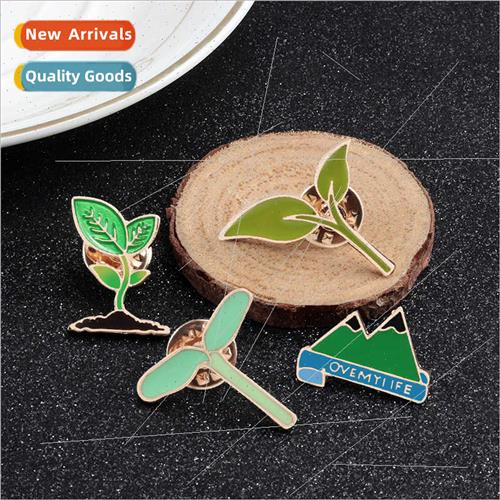 Korean  creative green plant corsage leaf fresh pin oil drop