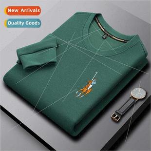 shirt Paul neck fall spring men sleeved long round Waffle