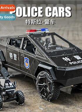 1:24 Tesla cyberpunk pickup truck alloy off-road police car