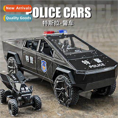 1:24 Tesla cyberpunk pickup truck alloy off-road police car