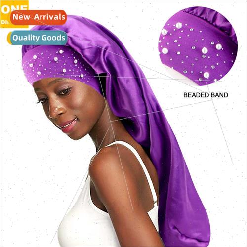 Full Star Pearls Diamonds Wide Sateen Sleeping Cap Long Tube