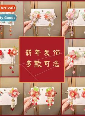 Children hair country flowers wind chime tassel hair clips a