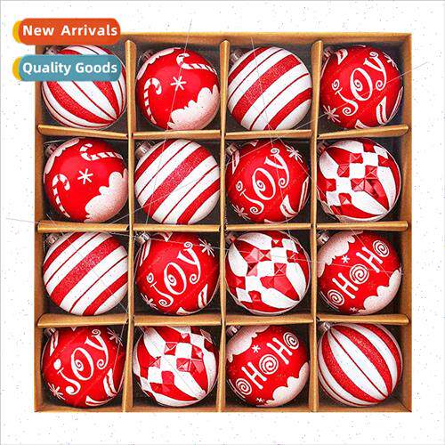 6cm16pcs Plastic Balls Shaped Painted Christmas Balls Set Ch