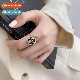 cold fas ring open ins niche vintage diamonds roses black