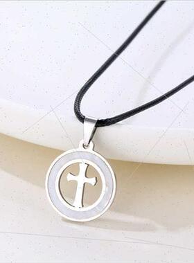 Koreafashion cross necklace men women simple nd wh colorless