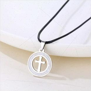 Koreafashion cross necklace men women simple nd wh colorless