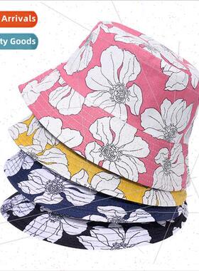 New Japan Korea yellow pink flowers printed flower pot hat s