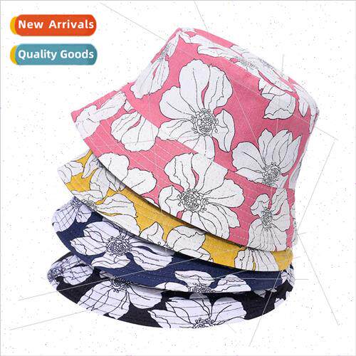 New Japan Korea yellow pink flowers printed flower pot hat s