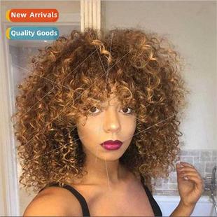 Wigs Europe Women Small Curly Wigs Brown Hair Chemical Fibe