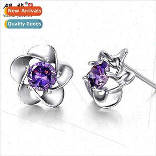 925 silver jewelry trans blooming plum flower flower earring