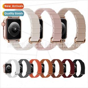 leather model reverse buckle watch 适用apple magnetic shrink