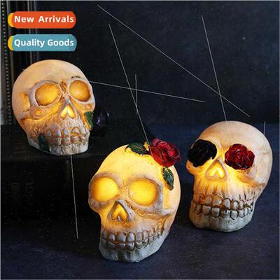 New Halloween glowing resin skull LED horror skull dress up