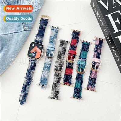 适用apple watch denim wool silk canvas strap apple watch8/SE