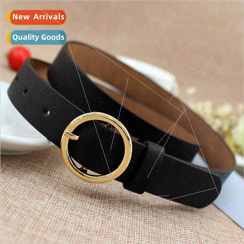 Korean female fashion round buckle belt casual retro jeans b