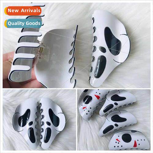 LKX New Halloween Ghost Hair Clips Funny Big Mask Ponytail C