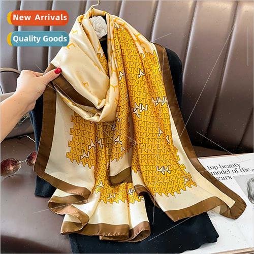 Printed silk scarf female fashion summer simulation silk sun