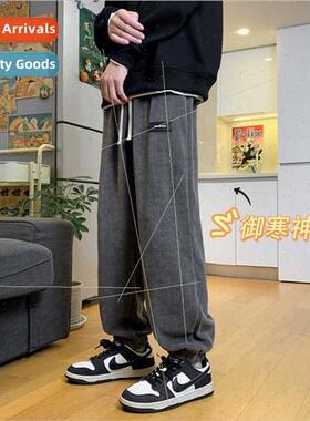 2022 Autumn winter new solid color padded thickened sweatpan