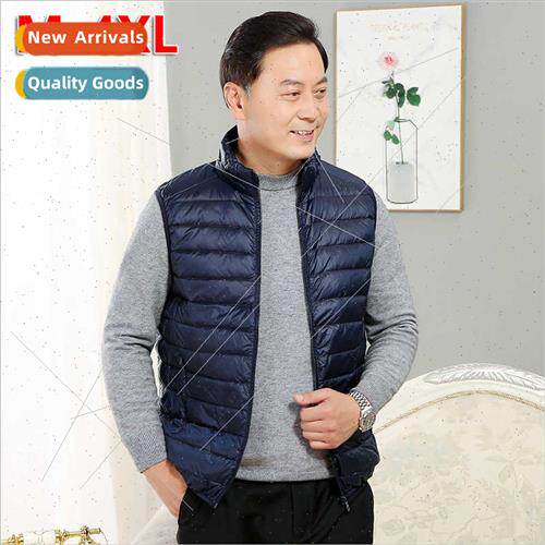 Autumn winter dads wear light down jacket men shoulders vest