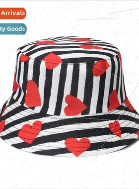 new Korean  female  sun hat sunscreen hat wh stripes love fi