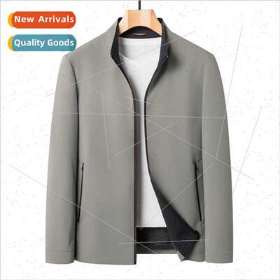 ve Jacket Men Dad Casual Standing Collar Men Business Peplum