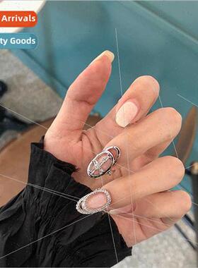 che Ring Women Glter Diamond Zircon Cross Open Fingertip Nai