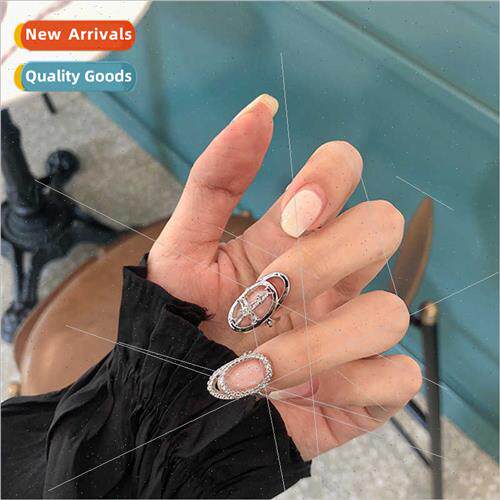 che Ring Women Glter Diamond Zircon Cross Open Fingertip Nai