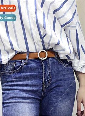 pinless round buckle free punch ladies belt jeans belt femal