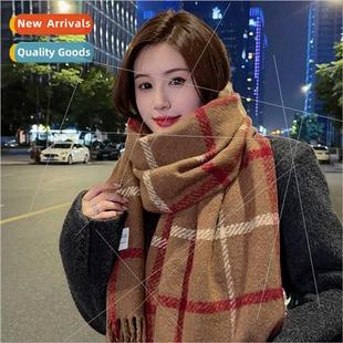 warm thickened scarf winter plaid new square Autumn large