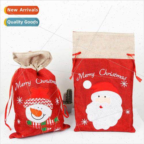 Burlap  Bags Embroidered Christmas  Bags Candy Bags Large Fa