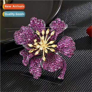 flower brooch inlaid Europe corsage colorful shiny jacke new