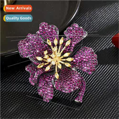 Europe new colorful flower brooch inlaid shiny corsage jacke
